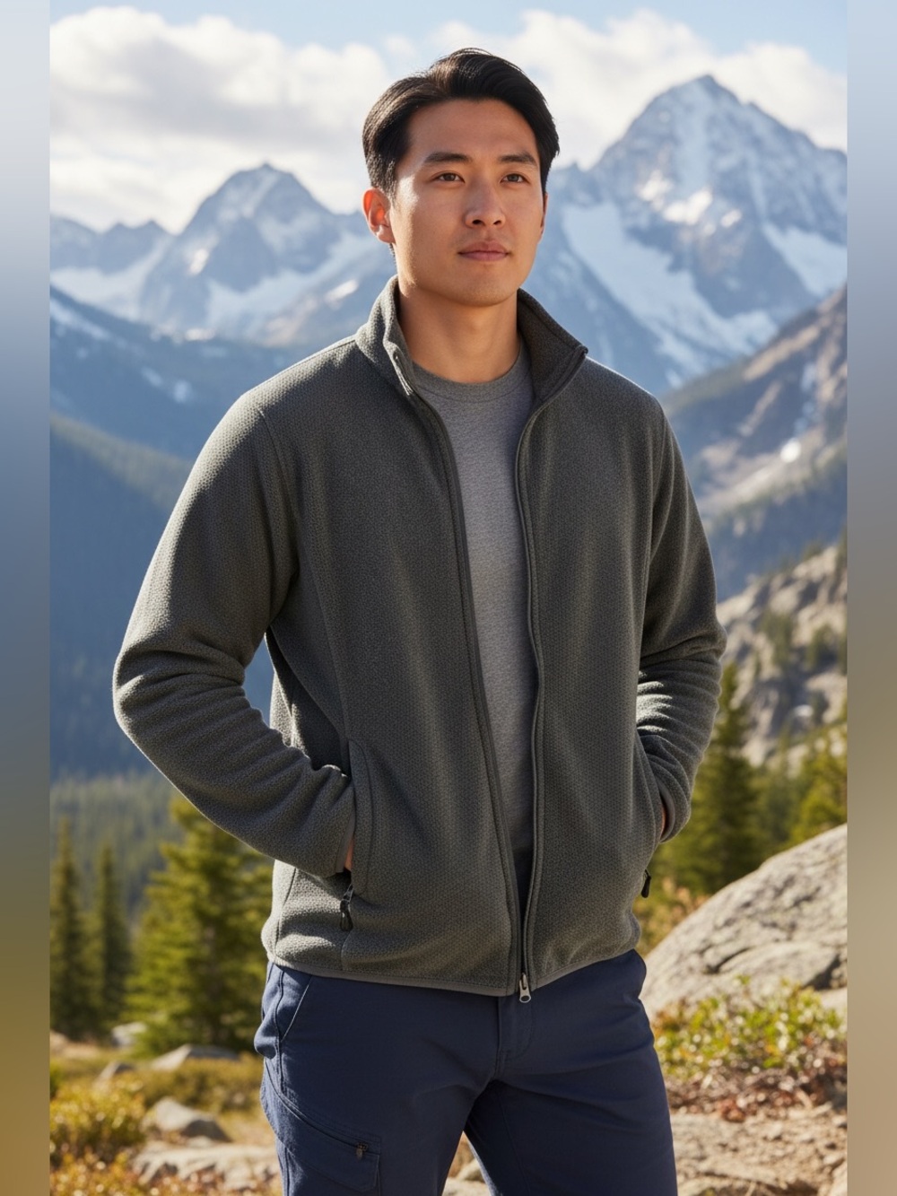 🐻‍❄️ Amazon Essentials Charcoal Gray Full-Zip Polar Fleece Jacket | Men’s Sz XS
